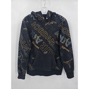 Air Jordan Hoodie Youth XL  All Over Print Black Gold